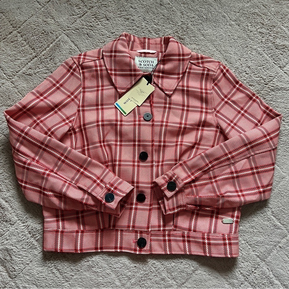 NWT Scotch & Soda Good Luck Charm Check Plaid Jacket Preppy Academia Sz L